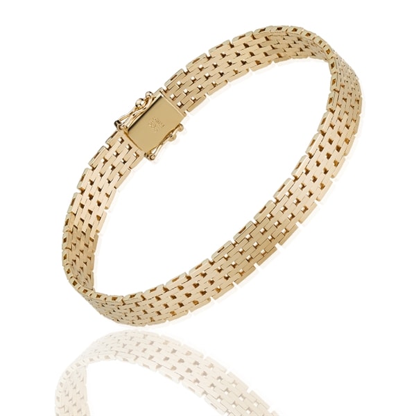 Murstens 14 karat massivt guld armbånd, 18½ cm og 7 rækker (7,0 mm)