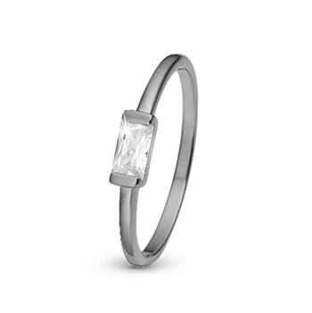 Christina Jewelry sterling sølv  White Single Baguette Fingerring med hvid sten