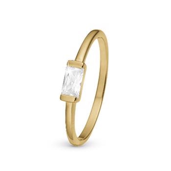 Christina Jewelry forgyldt sterling sølv  White Single Baguette Fingerring med hvid sten
