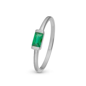 Christina Jewelry sterling sølv  Green Single Baguette Fingerring med grøn sten