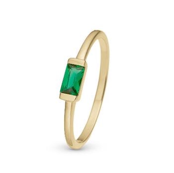 Christina Jewelry forgyldt sterling sølv  Green Single Baguette Fingerring med grøn sten