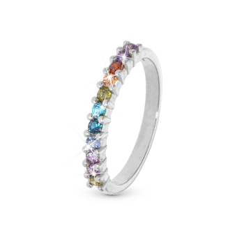 Rainbow Ring med multifarvet zirkonia i 925 sterling sølv 