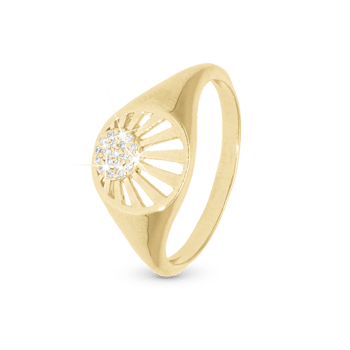 Ocean Sunset Signet ring med solnedgang af zirkonia i 925 Forgyldt sølv 