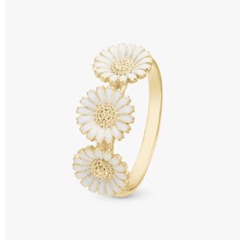 Christina Jewelry forgyldt Triple Marguerite Fingerring med smukke margueritter