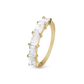 Christina Jewelry forgyldt sterling sølv  White Baguette Fingerring med hvide baguette sten