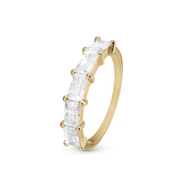 Christina Jewelry forgyldt sterling sølv  White Baguette Fingerring med hvide baguette stenstr 51