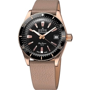 Edox 80131-37RNC-NI Skydiver Automatic + 2nd strap Ladies Watch 38mm 30ATM