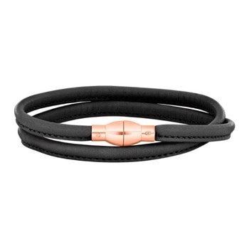 Læderarmbånd m/rosaforg. sølv lås farve94, fra Heinzendorff