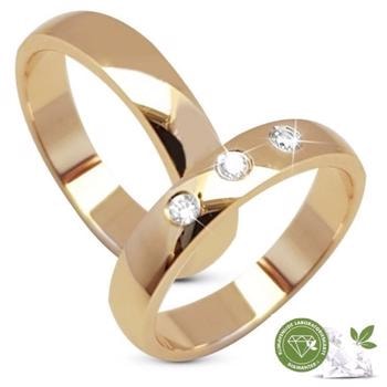 Aagaard 9 karat gult guld Vielsesringe med 3 x 0,03 ct klimavenligerere diamanter, i alt 0,09 ct