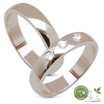 Aagaard 14 karat hvid guld Vielsesringe med 3 x 0,03 ct klimavenligerere diamanter, i alt 0,09 ct