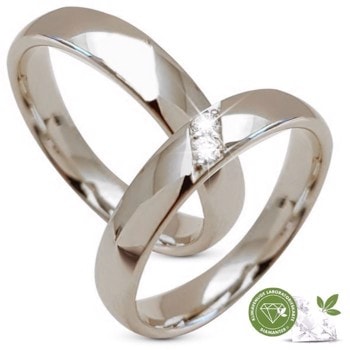 Aagaard 14 karat hvid guld Vielsesringe med 2 x 0,03 ct klimavenligerere diamanter, i alt 0,06 ct