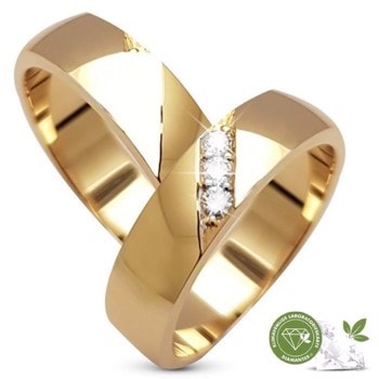 Aagaard 9 karat gult guld Vielsesringe med 3 x 0,03 ct klimavenligere diamanter, i alt 0,09 ct