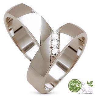 Aagaard 14 karat hvid guld Vielsesringe med 3 x 0,03 ct klimavenligerere diamanter, i alt 0,09 ct