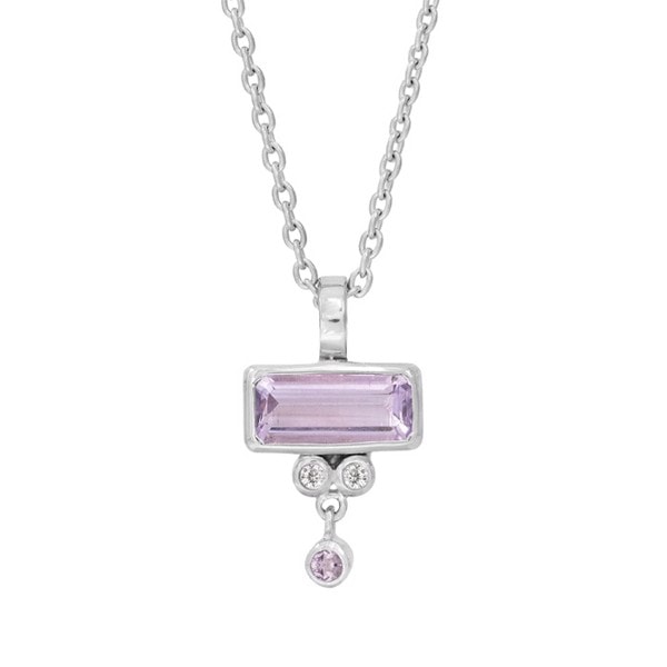 Sølv collier med pink ametyst & zirkoner - Rabinovich
