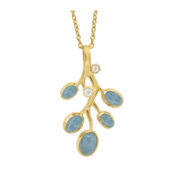 Forgyldt sølv collier Azure med aquamarin - Rabinovich