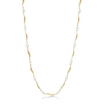 Model 81047/45, Sophia forgyldt sølvcollier med fersk.perle fra Guld & Sølv Design <br><br>mål:  hos Guldsmykket.dk