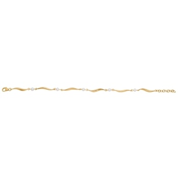 Model 81047, Sophia forgyldt sølvarmbånd med fersk.perle fra Guld & Sølv Design <br><br>mål:  hos Guldsmykket.dk