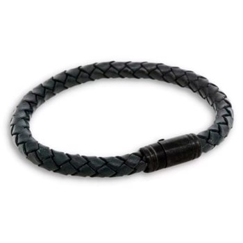 LIAM-Klassisk læder armbånd i sort/sort, med magnetisk lås, by Billgren