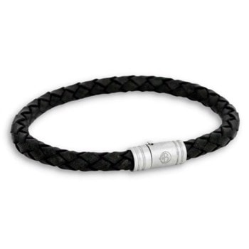 LIAM-Klassisk læder armbånd i sort/stål, med magnetisk lås, by Billgren