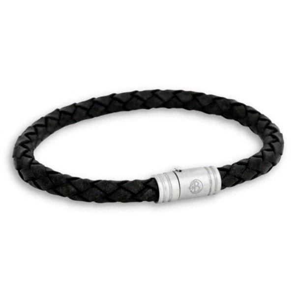 LIAM-Klassisk læder armbånd i sort/stål, med magnetisk lås, by Billgren