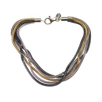San-Link of joy Claasic Foxtail 925 Sterling Sølv kæde sort rhodineret/Forgyldt/blank, model 818