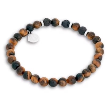 BENJI-Beads armbånd i sort/brun med detaljer i stål, by Billgren