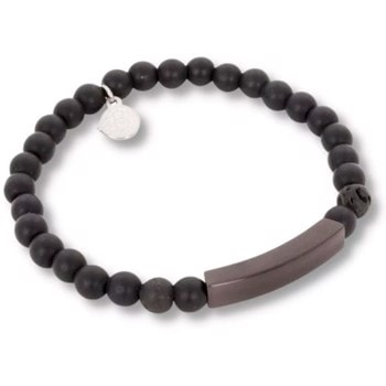 BUSTER-Beads armbånd i sort, med graveringsplade, by Billgren