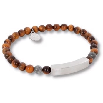 BRANDON-Beads armbånd i brun, med graveringsplade, by Billgren