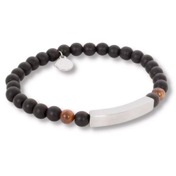 BENNY-Beads armbånd i sort/brun med graveringsplade, by Billgren