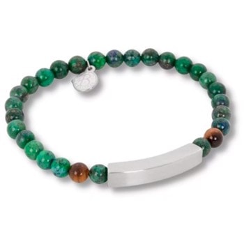 BRIAN-Beads armbånd i grøn/brun med graveringsplade, by Billgren
