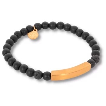 BEN-Beads armbånd i sort/guldfarvet med graveringsplade, by Billgren