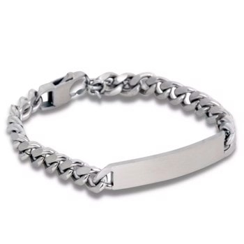SEBASTIAN-Panser facet armbånd i stål, m. plade, by Billgren