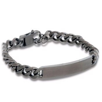 SEBASTIAN-Panser facet armbånd i sort stål, m. plade, by Billgren