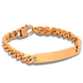 SEBASTIAN-Panser facet armbånd i guldfarvet stål, m. plade, by Billgren