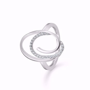 Ring i 9 kt. hvidguld med hvide zirkonia fra Guld og Sølv Design