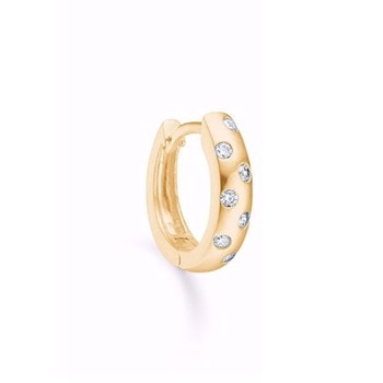 Smuk creol ørering i 8 karat guld med glitrende zirkonia fra Guld & Sølv Design