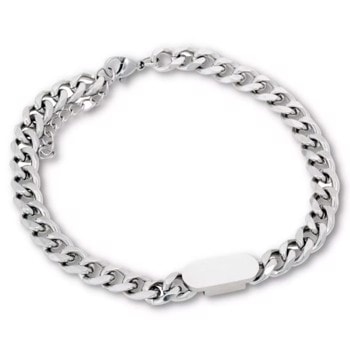 Graverbart armbånd til ham, i stål, 8 mm bred, panser facet