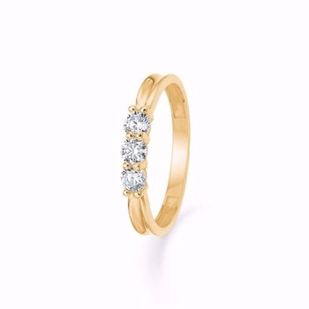 Guld & Sølv Design, ring i 8 karat guld med glitrende hvide zirkonia