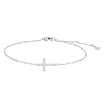 Joanli Nor ALAINENOR sterling sølv armbånd. Kors armbånd med smukke hvide zirkonia