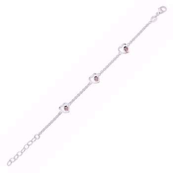 Armbånd sølv med hjerter og mariehøns fra Guld & Sølv Design