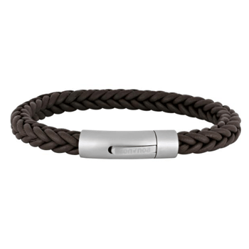 Son of Noa's Sammenflettet kalveskinds armbånd mørkebrun 19 - 23 cm