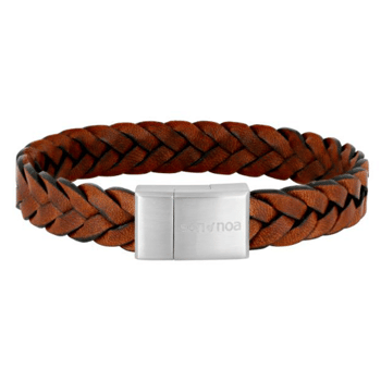 Son of Noa's Flettet kalveskinds armbånd brun 19-23 cm