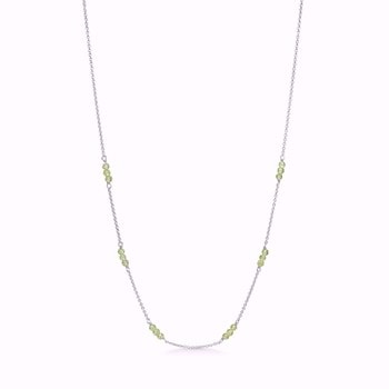 Halskæder med grøn peridot i sterling sølv fra Guld & Sølv Design