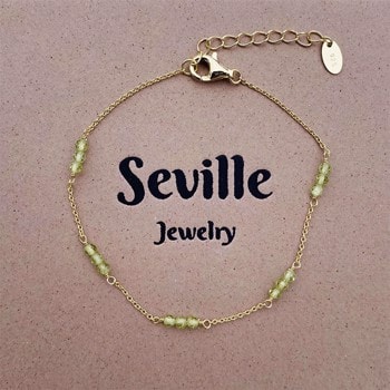 Armbånd med grøn peridot i forgyldt sterling sølv fra Guld & Sølv Design