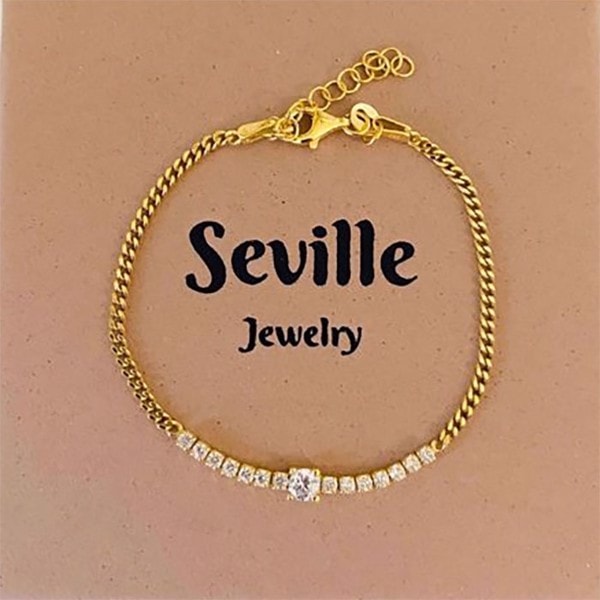 Armbånd med hvide zirkonia i forgyldt sterling sølv fra Seville