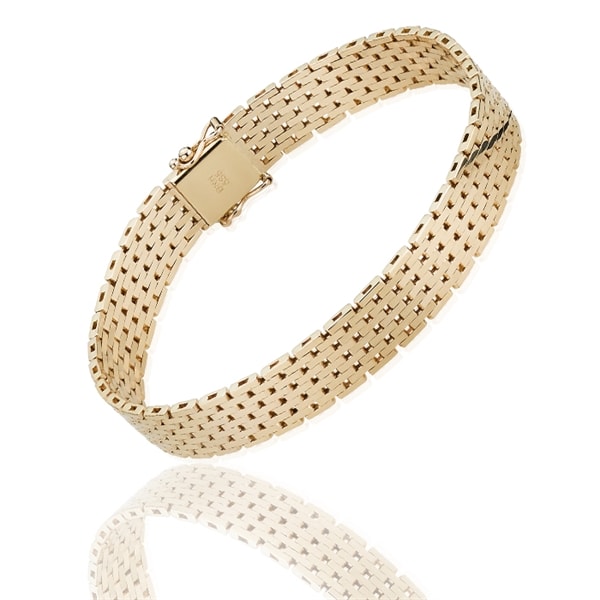 Murstens 14 karat massivt guld armbånd, 21 cm og 9 rækker (9,0 mm)