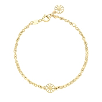 Marguerit armbånd  med 2x7,5mm 24 kt forgyldt hvid emalje 17-19cm sterling sølv