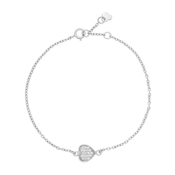 Armbånd hjerte 8x8 mm zirkonia 16-18cm 925, 16-18cm