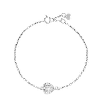 Armbånd hjerte 8x8mm zirkonia 14-16cm 925, 14-16cm