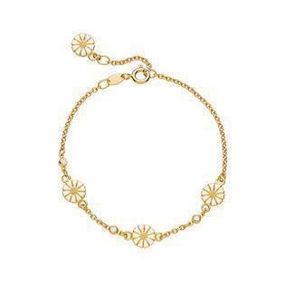 Lund Copenhagen med 4 x 7,5 mm Marguerit 925 sterling sølv armbånd 24 karat forgyldt, længde 17 & 19 cm